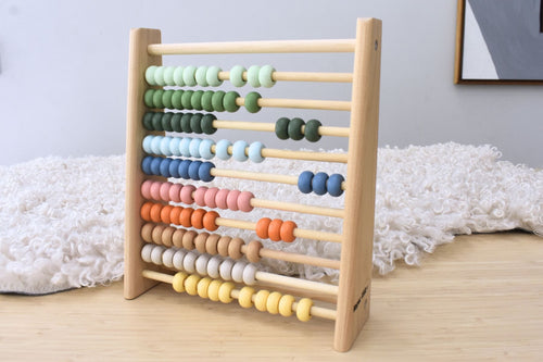 100-bead wooden abacus for early counting, addition and pattern recognition — screen-free maths play.