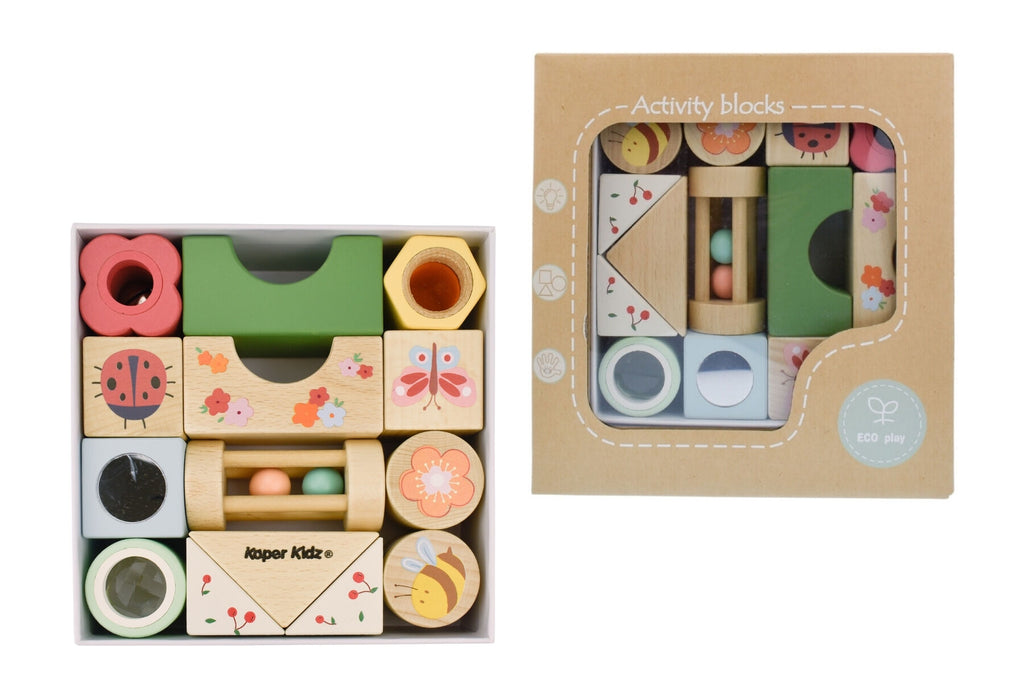 WOODEN SPRING INSECT ACTIVITY BLOCKS 14PCS