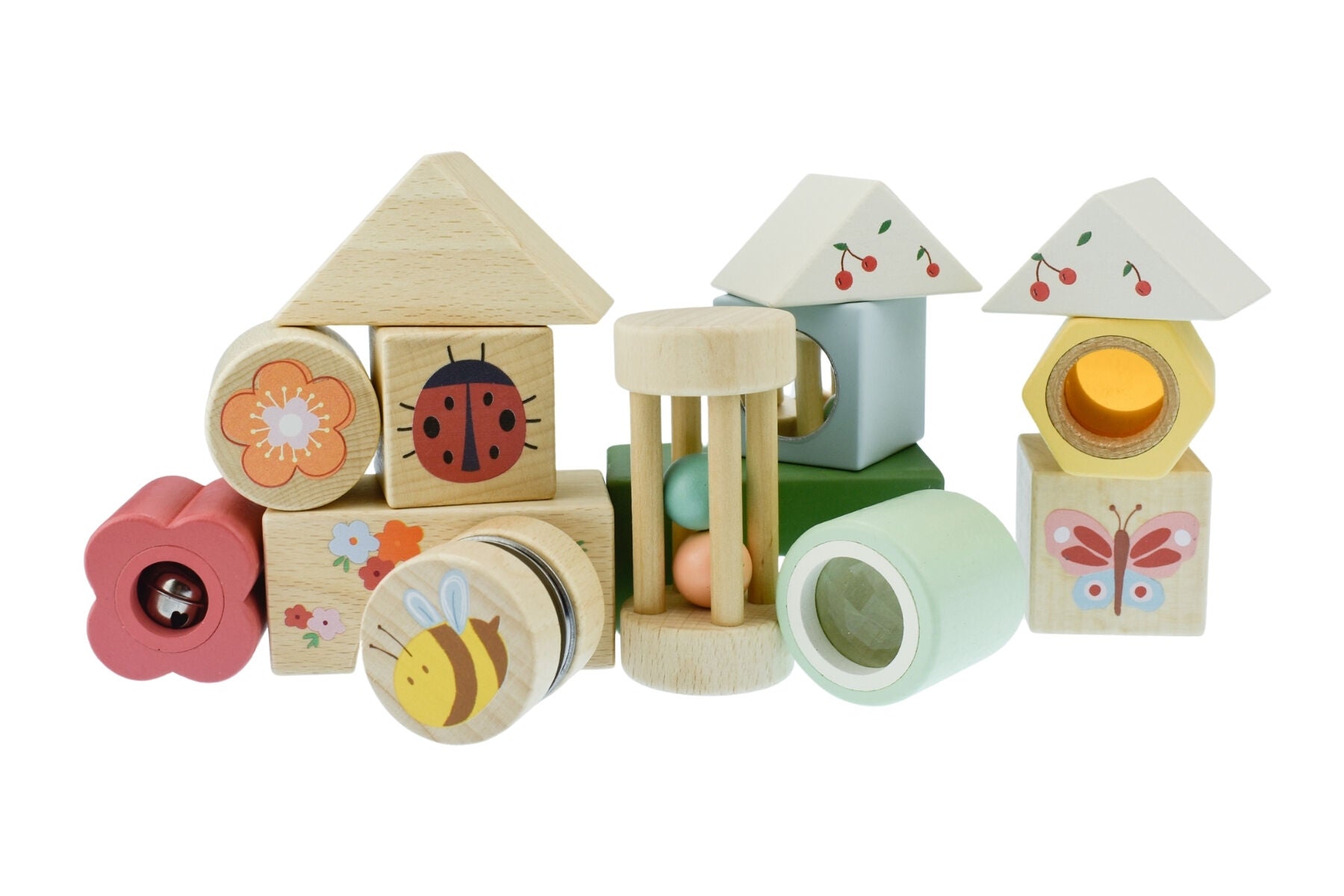 WOODEN SPRING INSECT ACTIVITY BLOCKS 14PCS