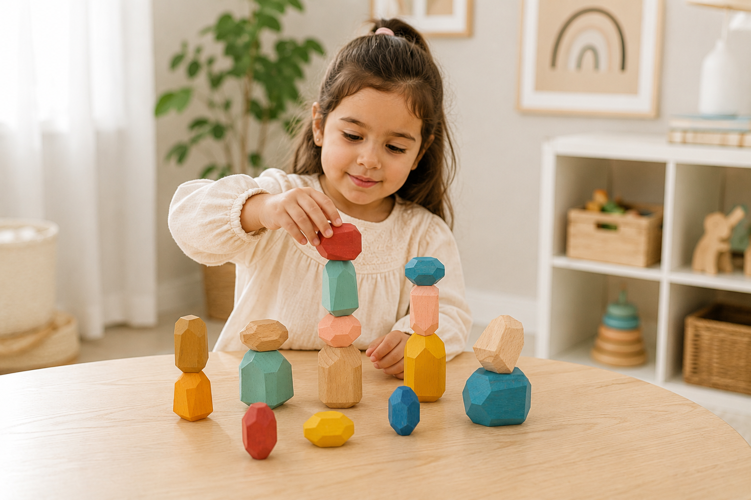 WOODEN STACKING STONE BLOCKS