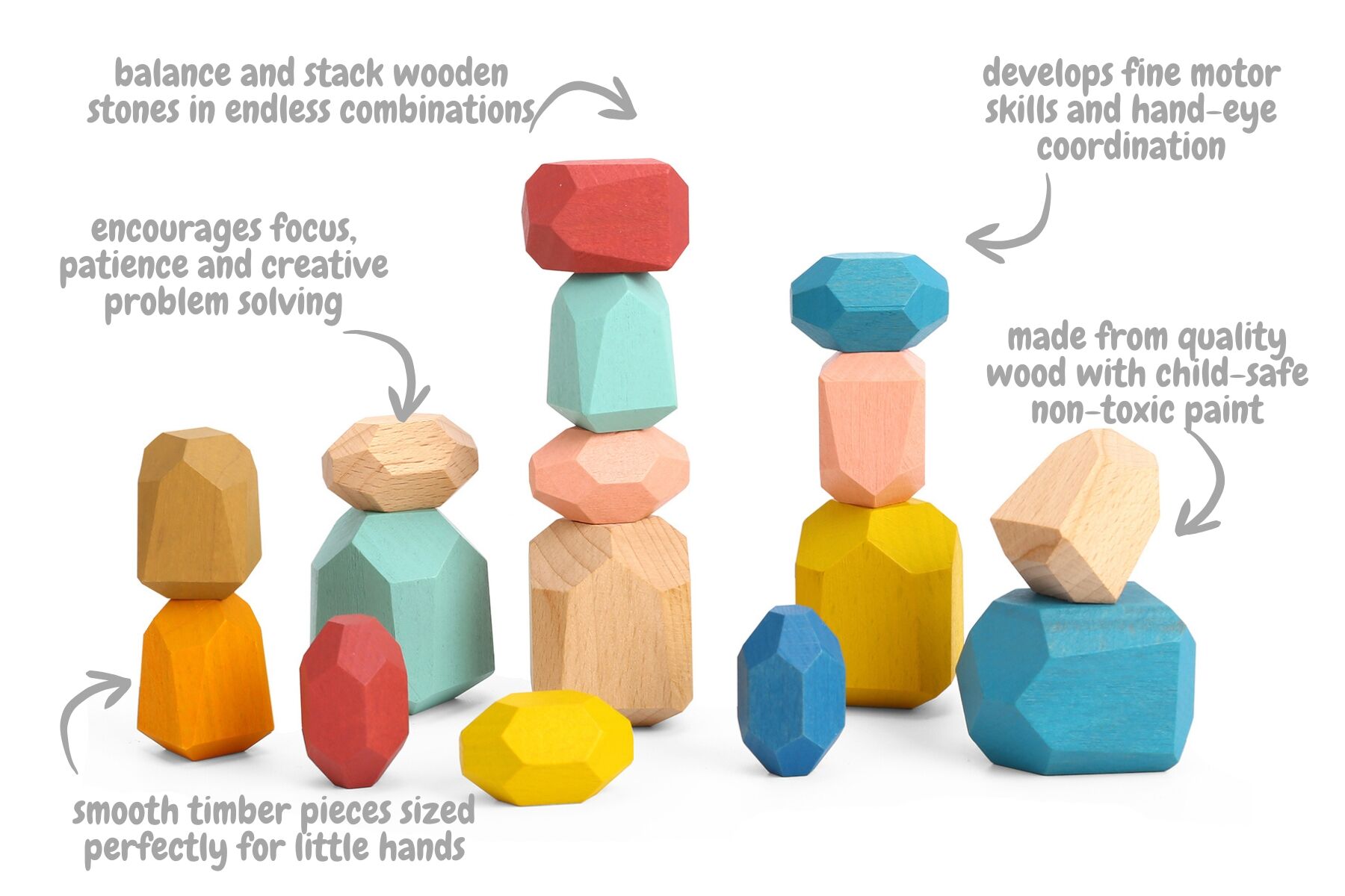 WOODEN STACKING STONE BLOCKS