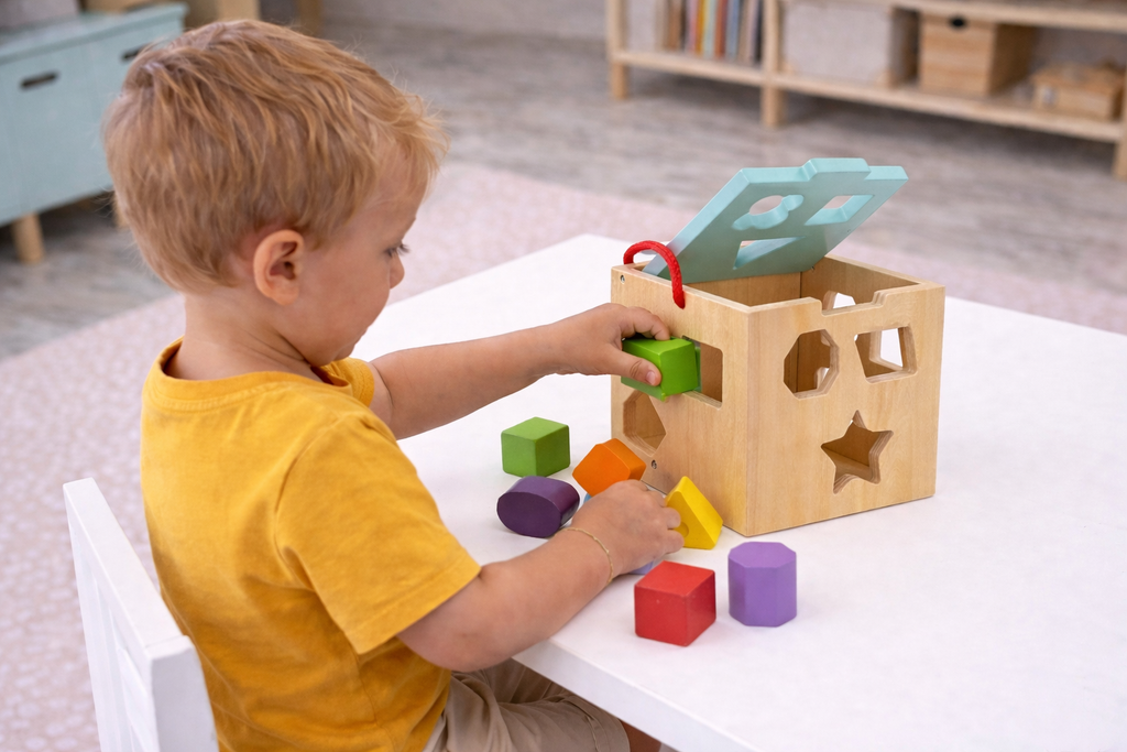 SHAPE SORTER WITH 12 PCS WOODEN BLOCKS