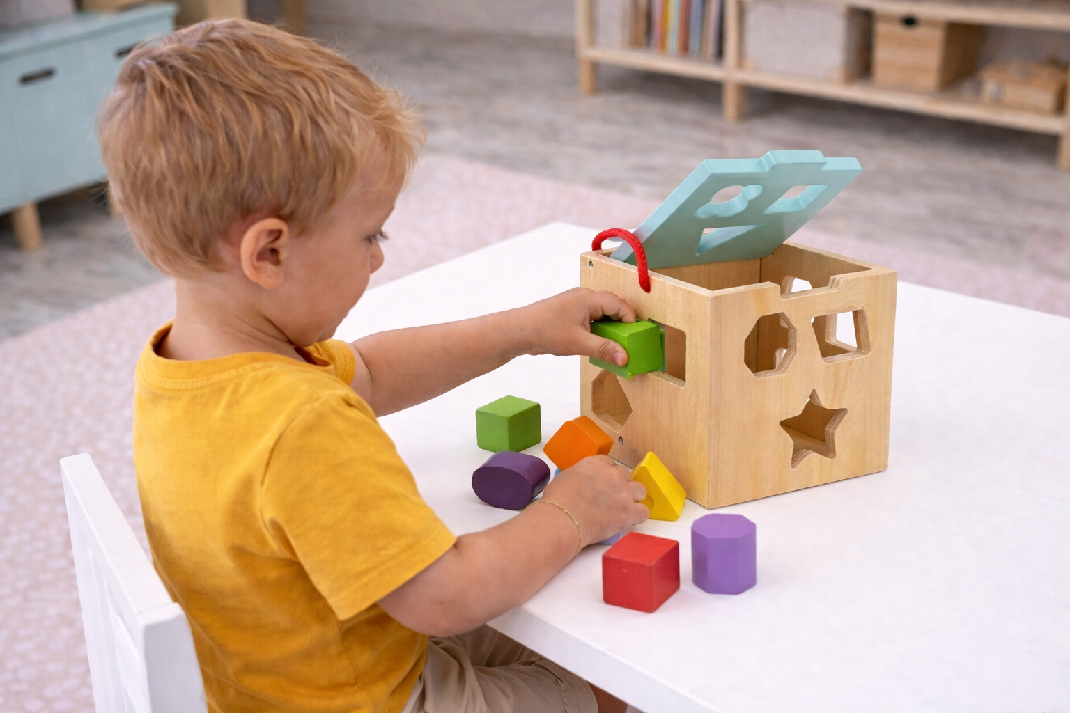 SHAPE SORTER WITH 12 PCS WOODEN BLOCKS